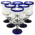 Cobalt Blue Rim 11 oz Curvy Water Goblets (set of 6)